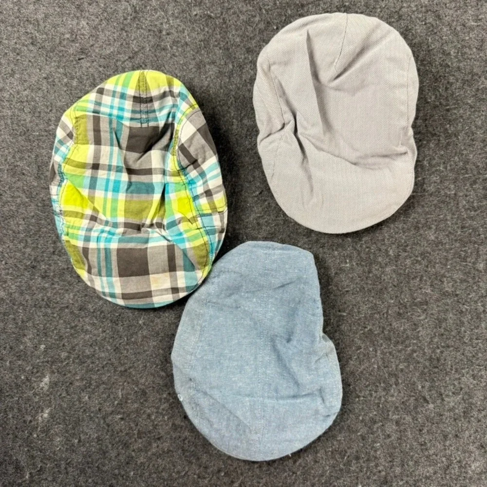 Old Navy‎ Kids Hats Newsboy Driving Cap Lot of 3 XS Plaid Gray Blue